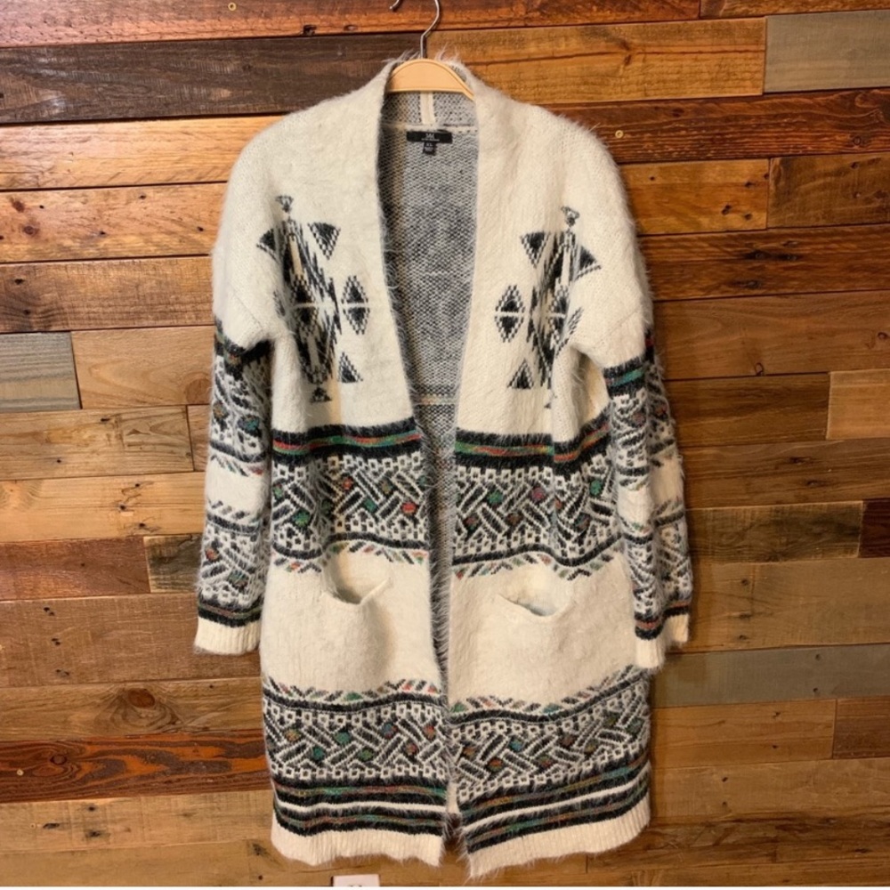MM My Michelle Furry Aztec Cardigan